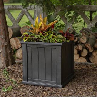 Mayne Cape Cod 20 in Square Self-Watering Black Polyethylene Planter 4838-B