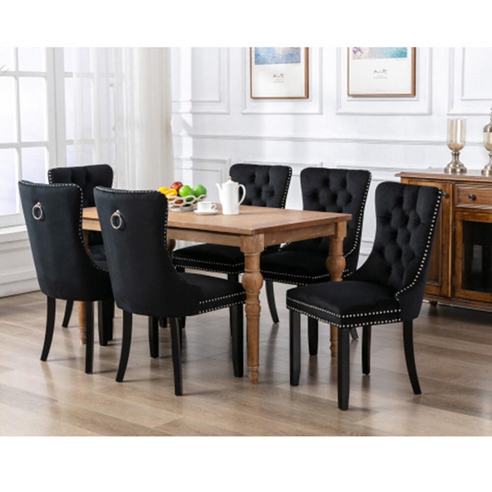 Tufted Solid Wood Velvet Upholstered Dining Chair