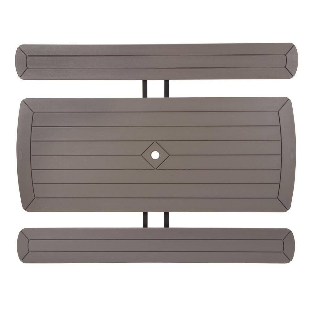 Cosco 6 ft. Folding Blow Mold Picnic Table Gray Wood Grain with Brown Legs 87902GRY1E