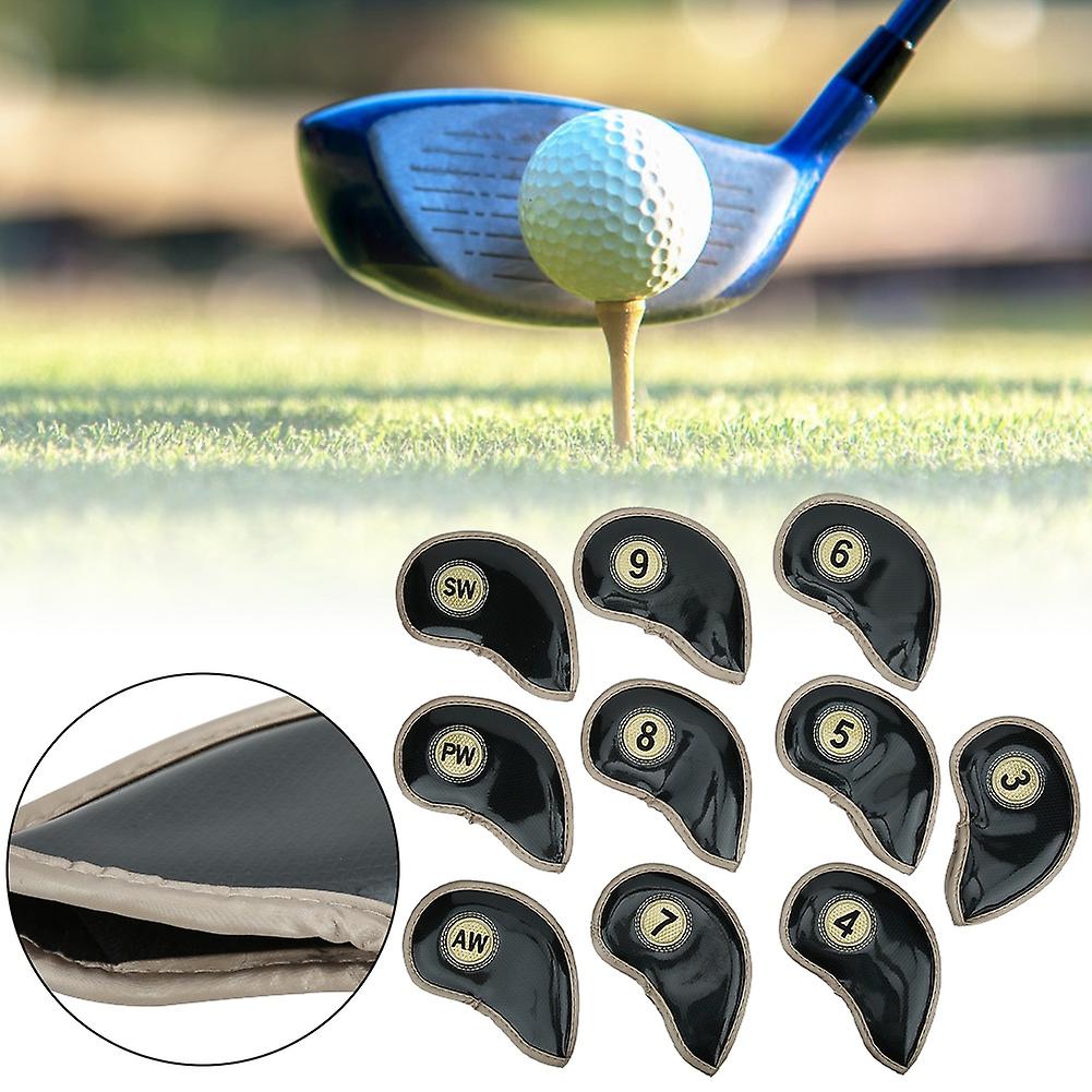 10pcs/set High Quality Pu Golf Iron Head Cover Headcover Club Protector Protective Caseblack