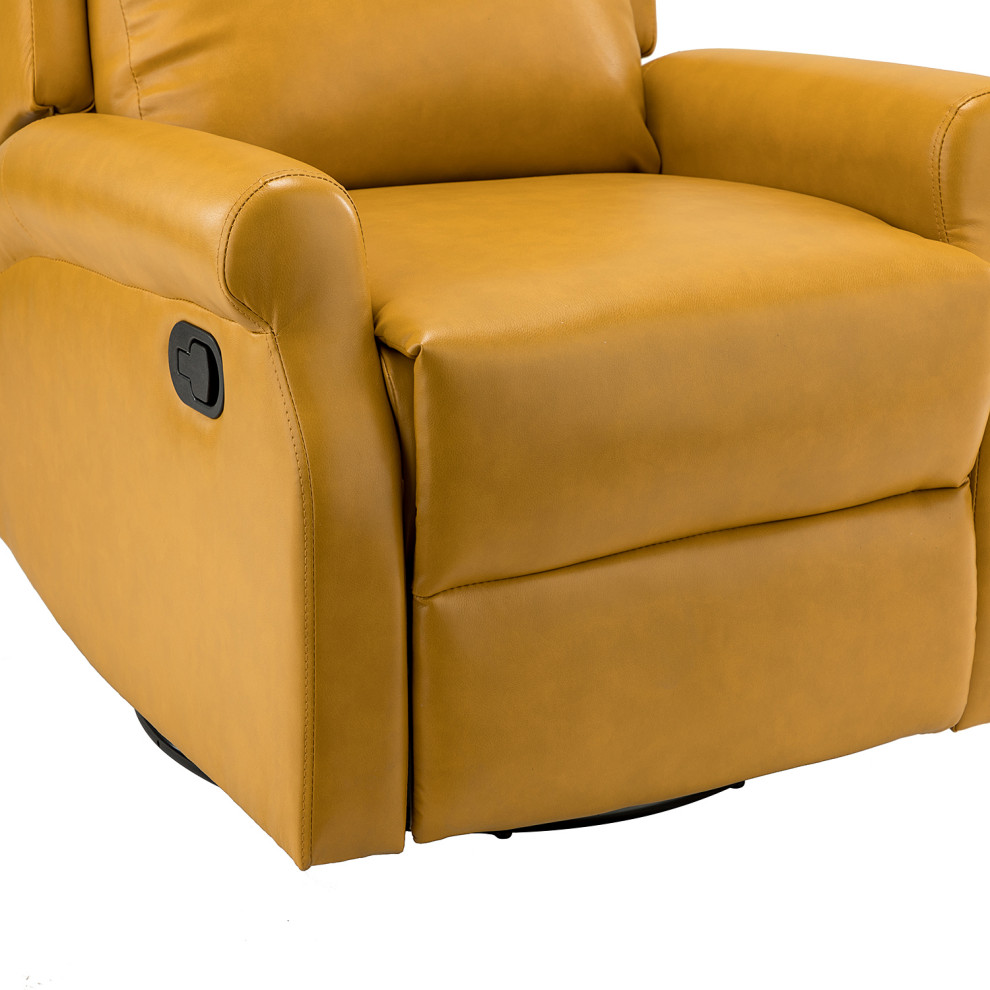 Comfy Faux Leather Manual Swivel Recliner With Metal Base   Contemporary   Recliner Chairs   by Karat Home  Houzz