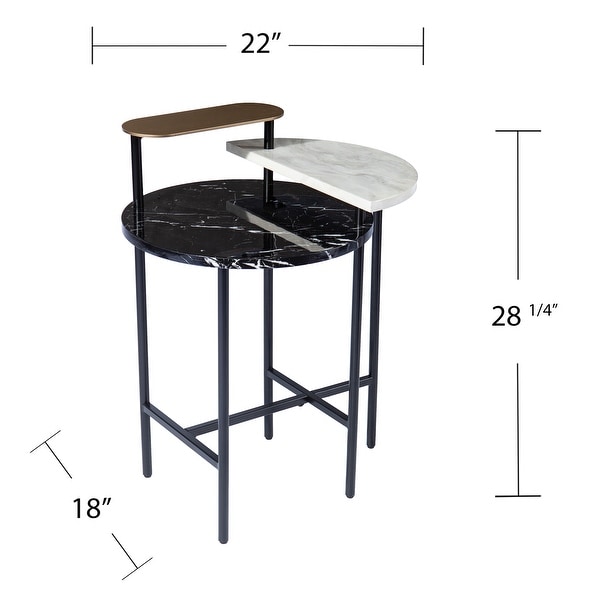 SEI Furniture Aasen Contemporary Black Stone Side Table