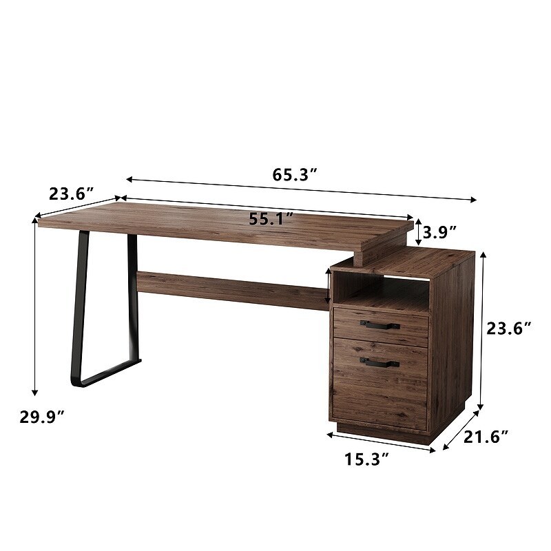 Home Office Computer Desk with Drawers/Hanging Letter size Files