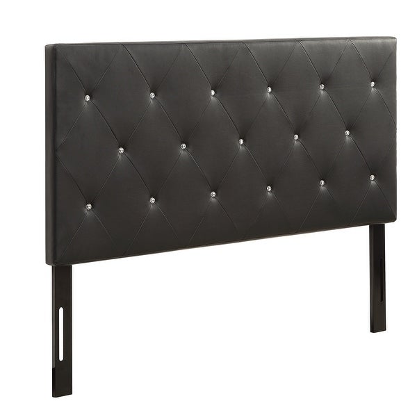 Silver Orchid Heston Contemporary Crystal Diamond Tufted Black Headboard - - 21906887