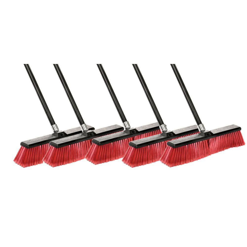 Alpine Industries 24 in. Red IndoorOutdoor Smooth Surface Push Broom (5-Pack) 460-24-2-5PK