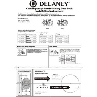 DELANEY HARDWARE Contemporary Square Satin Nickel Bed Bath Privacy Sliding Pocket Door Lock 370109