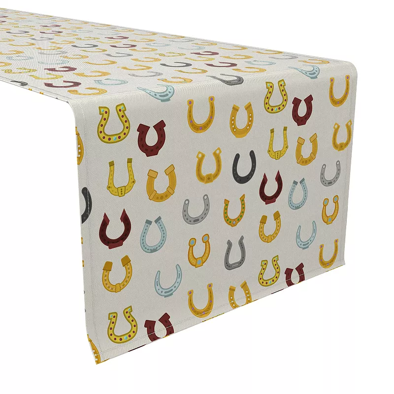 Table Runner， 100% Cotton， 16x72， Horseshoe Icons