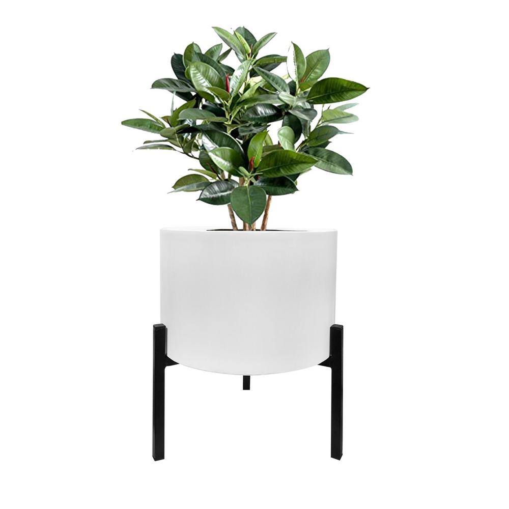 White Steel Planter with Stand 42077