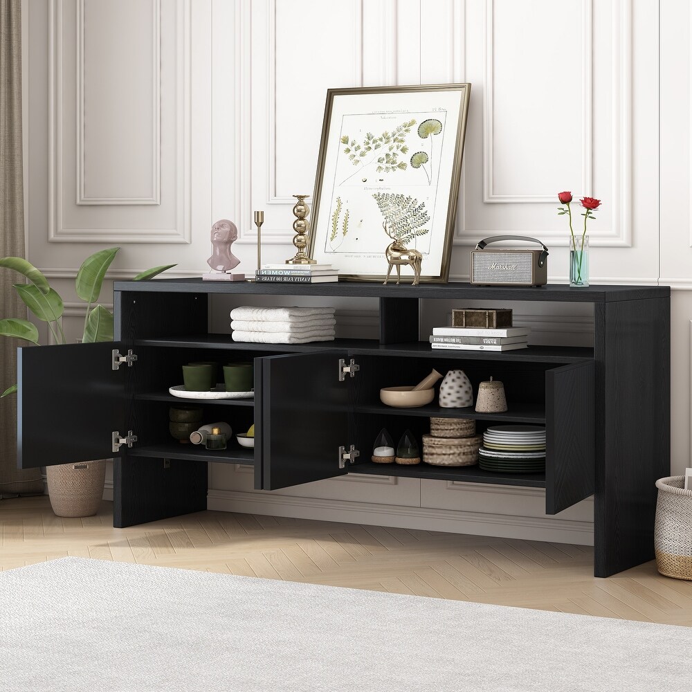 Modern Adequate Storage Space Sideboard MDF Storage Cabinet with Double Storey Tabletop and Ample Storage Space