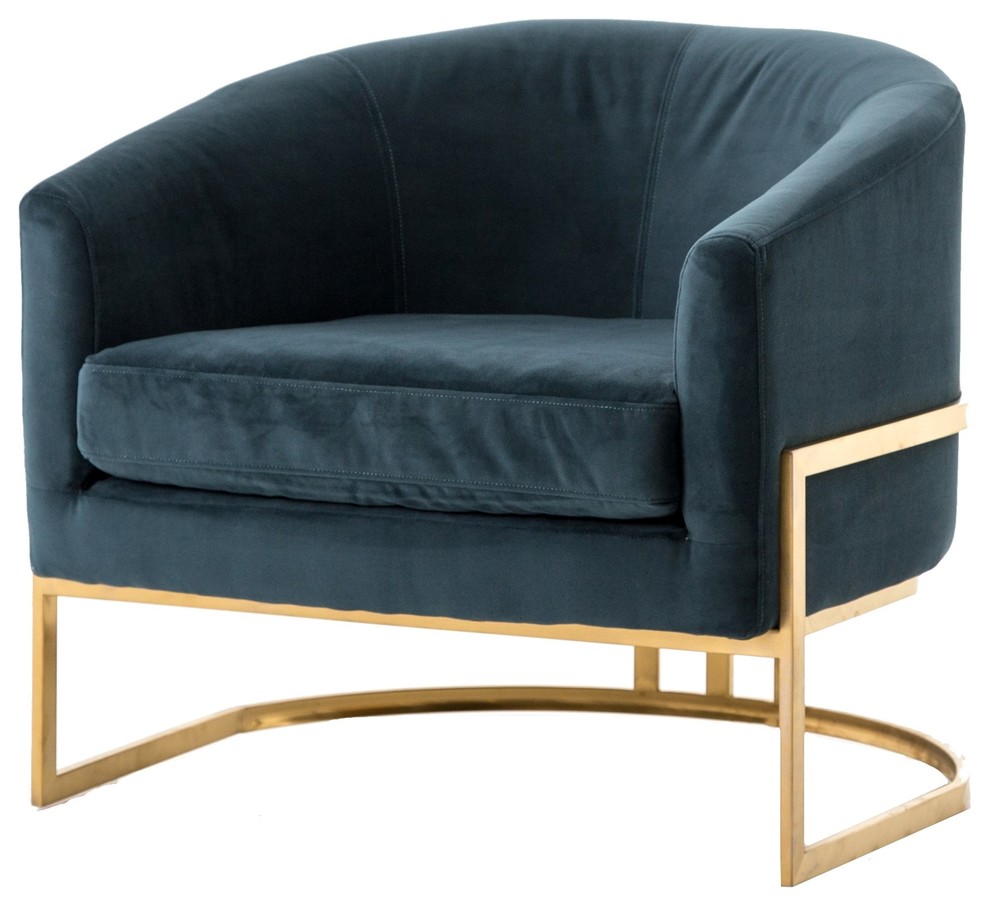 Corbin Brass Framed Chair  Blue   Contemporary   Armchairs And Accent Chairs   by Zin Home  Houzz