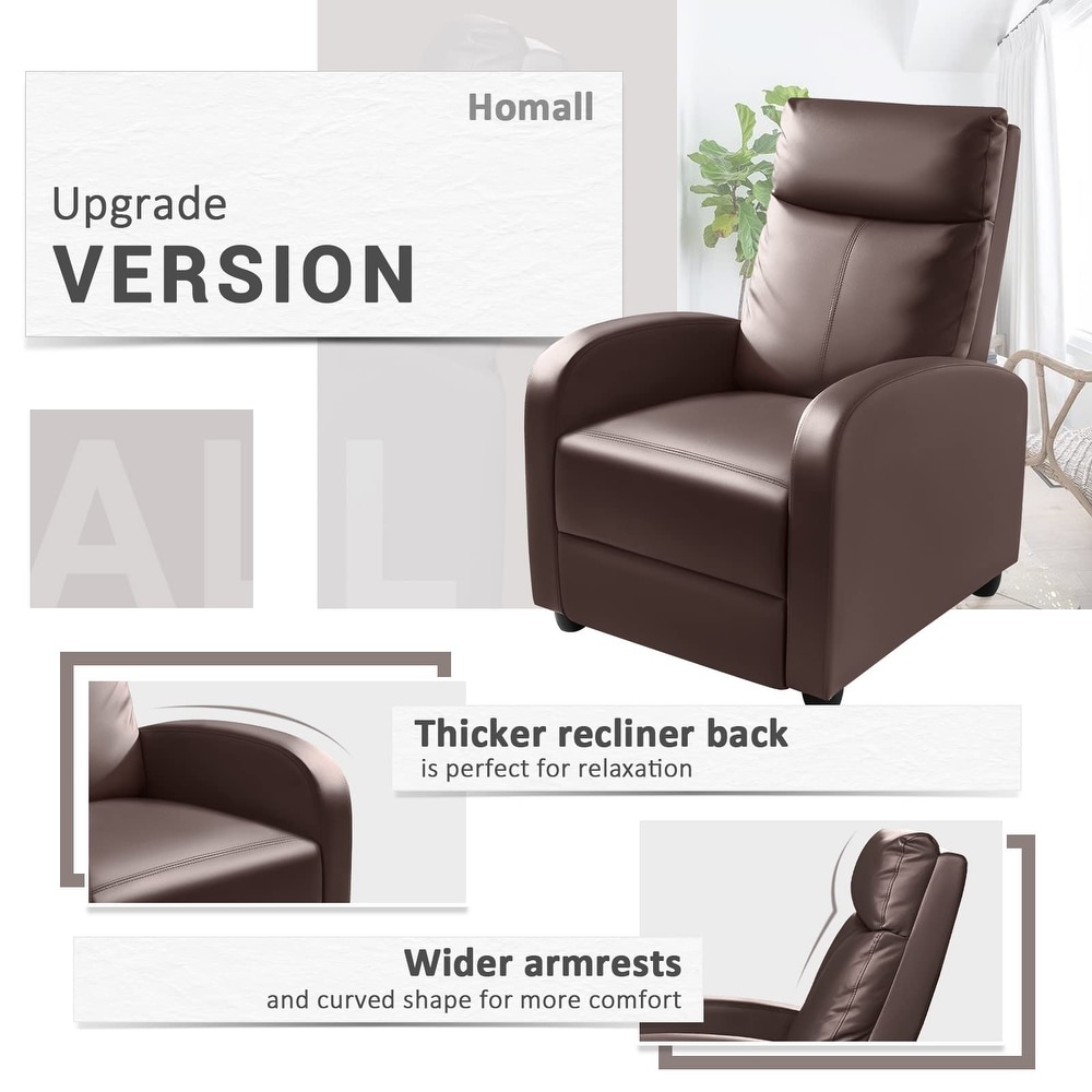 Recliner Chair  Recliner Sofa PU Leather for Adults  Recliners Home Theater Seating with Lumbar Support  Reclining Sofa Chair