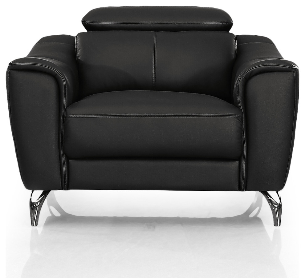 Divani Casa Danis Modern Black Leather Chair   Contemporary   Armchairs And Accent Chairs   by Vig Furniture Inc.  Houzz