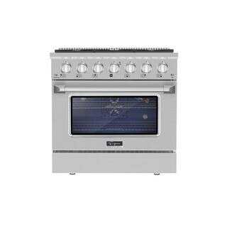 Empava 36 in. 5.2 cu. ft. Single Oven Slide-In with 6 Burners Gas Range in Stainless Steel EPV-36GR08