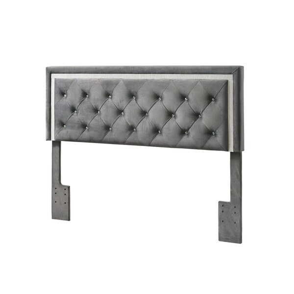 Best Quality Furniture Velvet Faux Crystal Tufted Headboards with Faux Crystal Studded Border Only - - 29012827