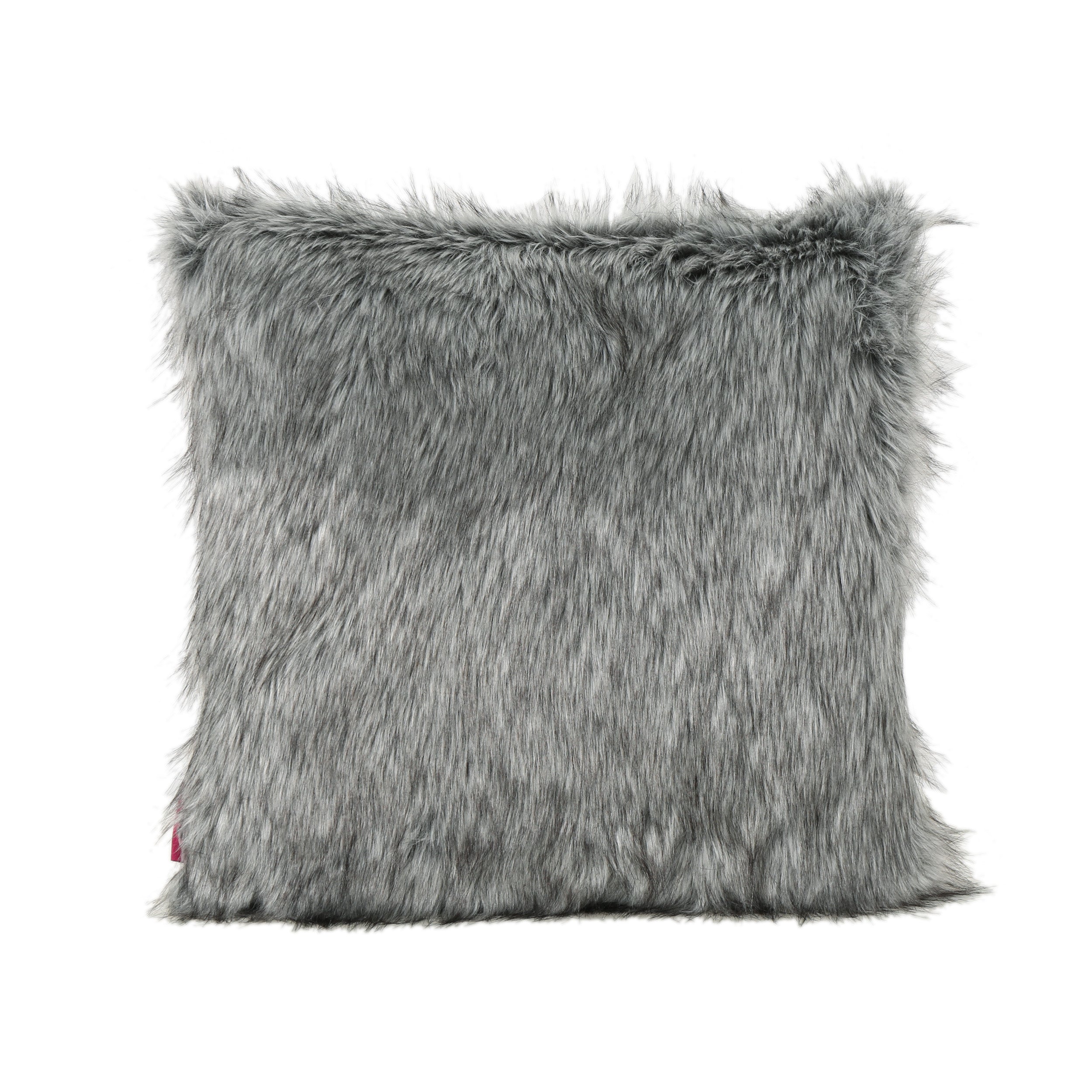 Laraine Furry GlamDark Grey and Light Grey Streak Faux Fur Throw Pillow