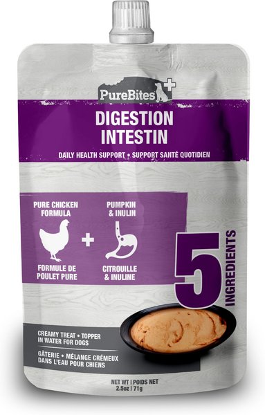 PureBites Plus Squeezables- Gut and Digestion Dog Food Toppings， 2.5-oz tube， 15 count