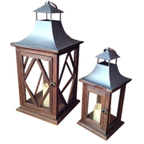 Smart Solar 84079-LC2 Natural Organic Wood Lantern