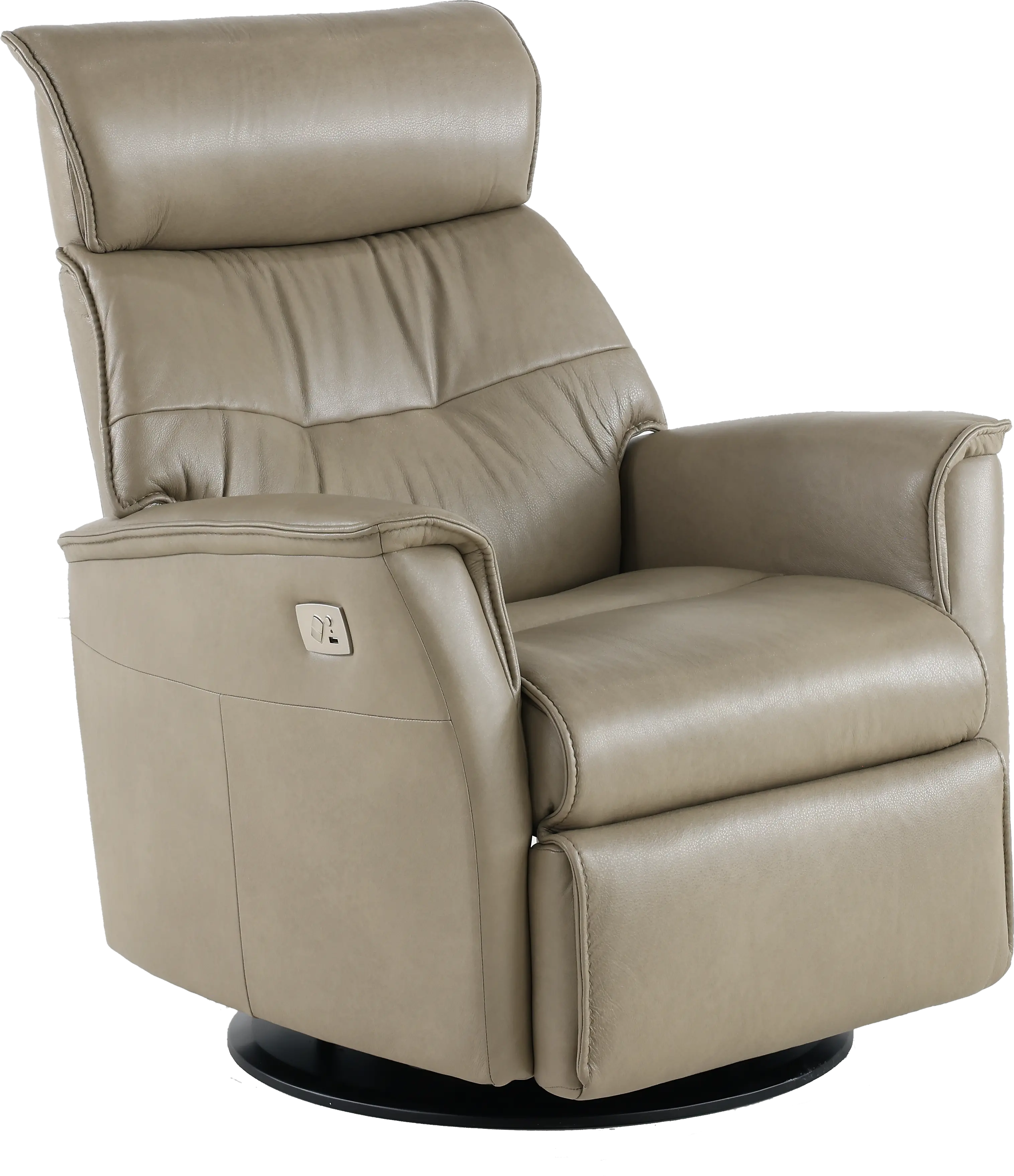 Captain Dove Beige Large Leather Swivel Glider Power Recliner