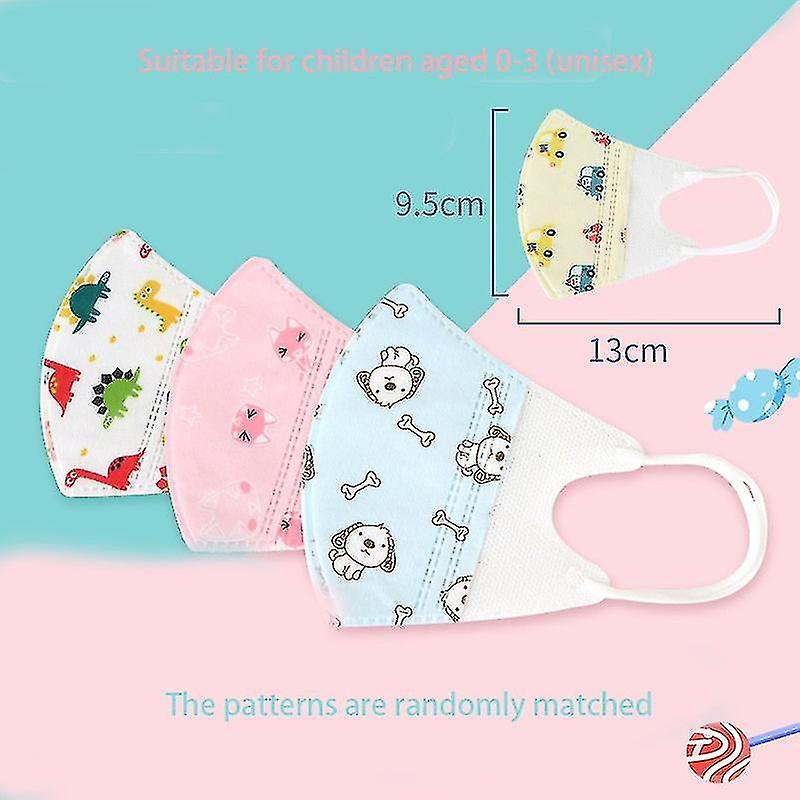 50 Pcs Children's 3d Dustproof Mask Baby Protective Breathable Cartoon Printing Disposable Mask