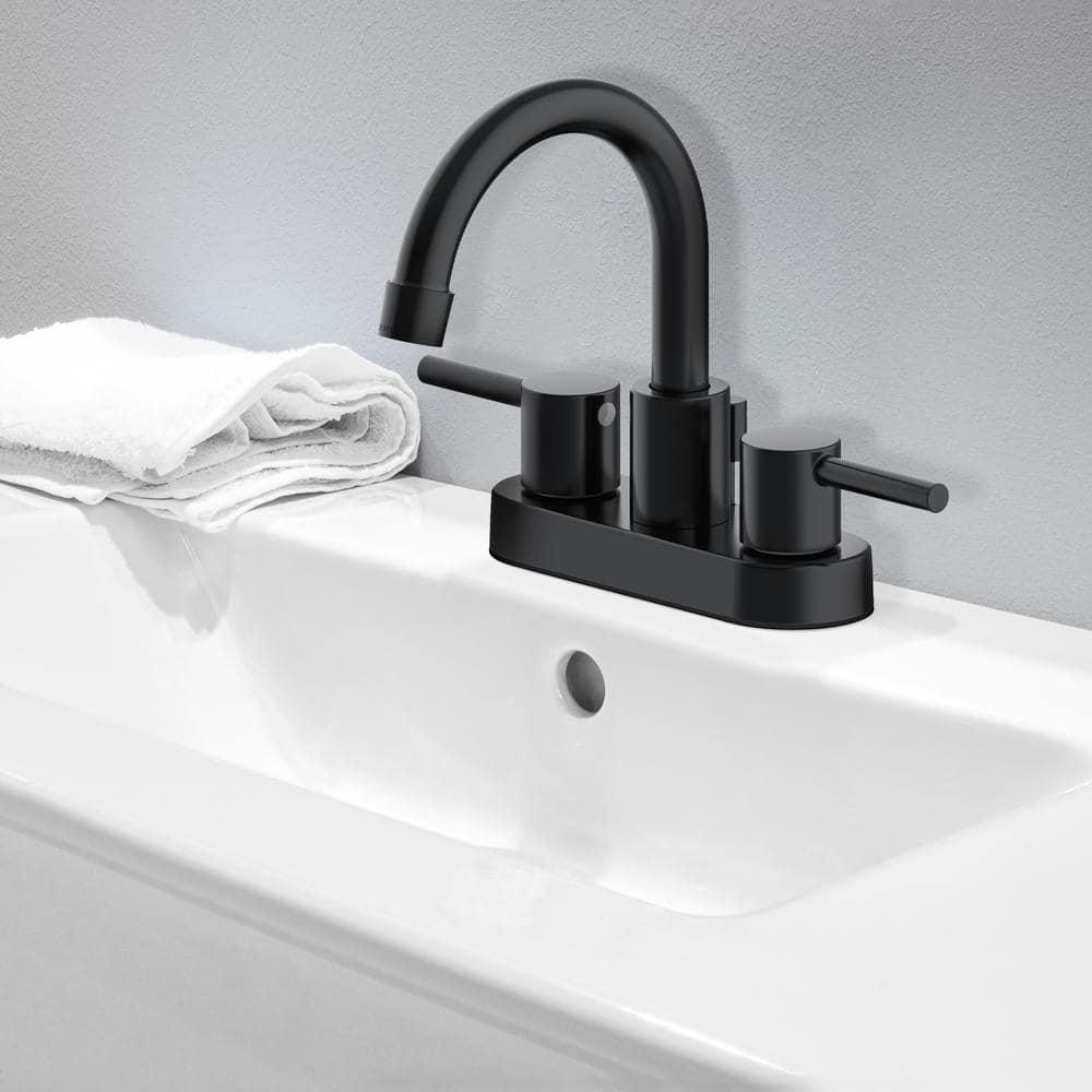 Design House Eastport II 4 in Centerset 2Handle Bathroom Faucet in Matte Black