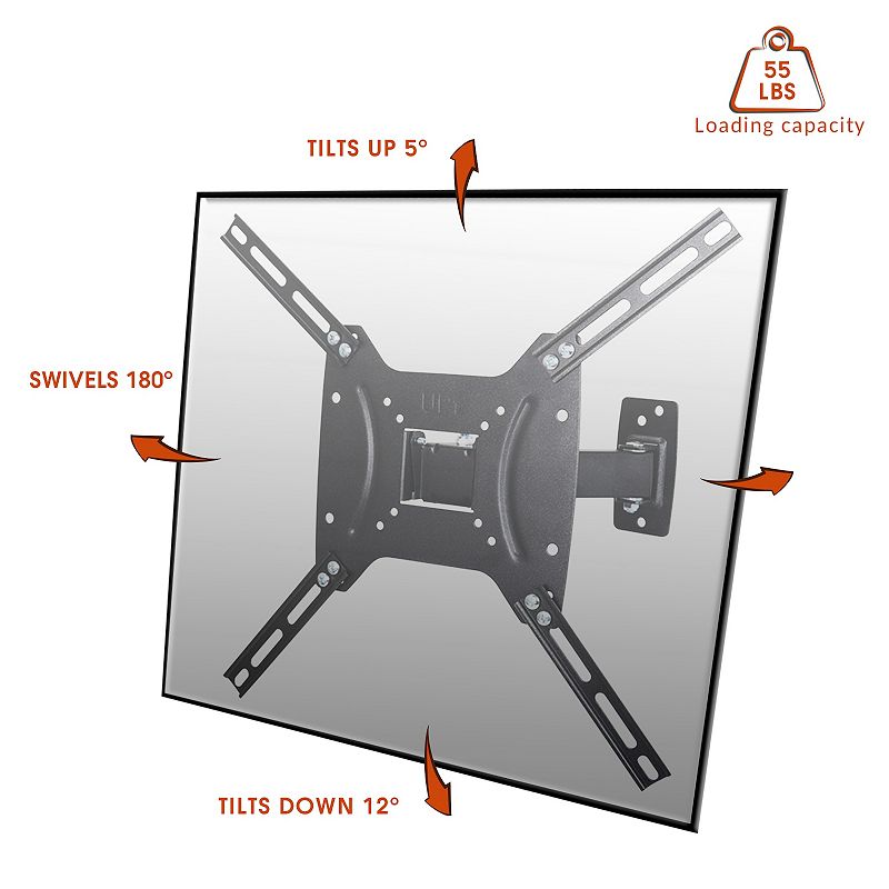 MegaMounts Versatile Full Motion Television Wall Mount for 17 - 55 Inch