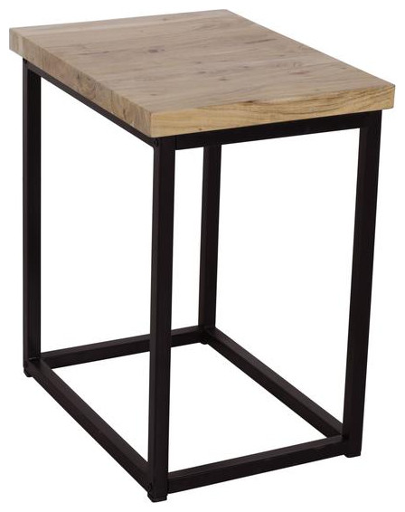 Ames Solid Wood Modern Chairside End Table in Natural and Black   Industrial   Side Tables And End Tables   by Timeout PRO  Houzz