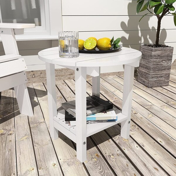 WINSOON All Weather HIPS Outdoor Round 2Tier Outdoor Side Tables Adirondack Tables