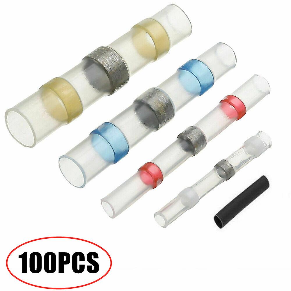 100pcs Mixed Heat Shrink Wire Connectors Solder Sleeves Waterproof Butt Terminals  Soldering Tube Fast Connect