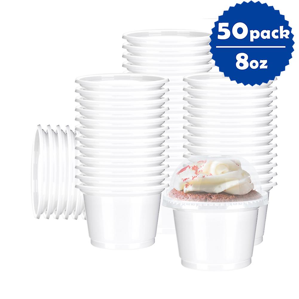 8oz Ice Cream Dessert Cups， Snack Bowl， Take Away Food Container - 50 Count