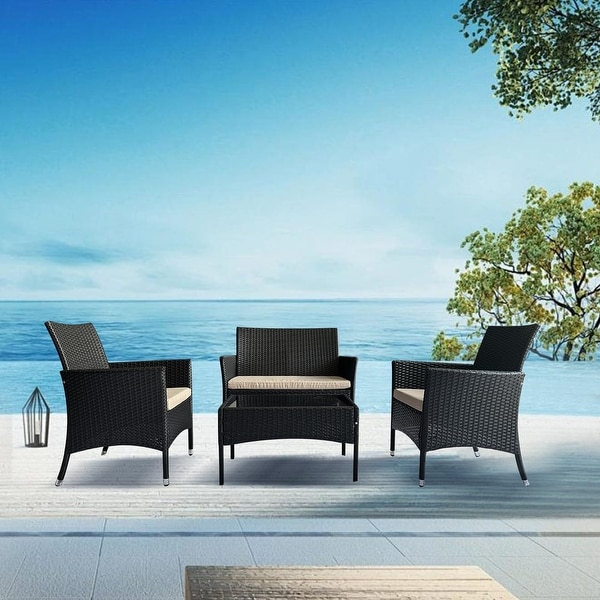 4 Piece Outdoor Patio Conversation Furniture