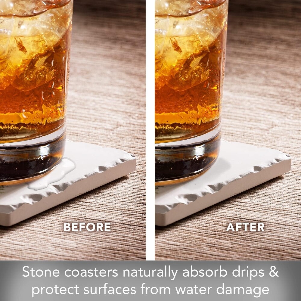 O' Christmas Tree Absorbent Stone Tumbled Tile Coaster 4 Pack with Protective Cork Backing Manufactured in The USA