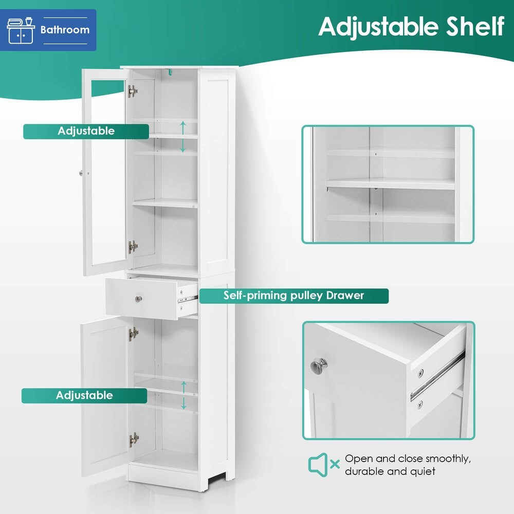 Bathroom Storage Cabinet  Slim Floor Standing Organizer Cabinet