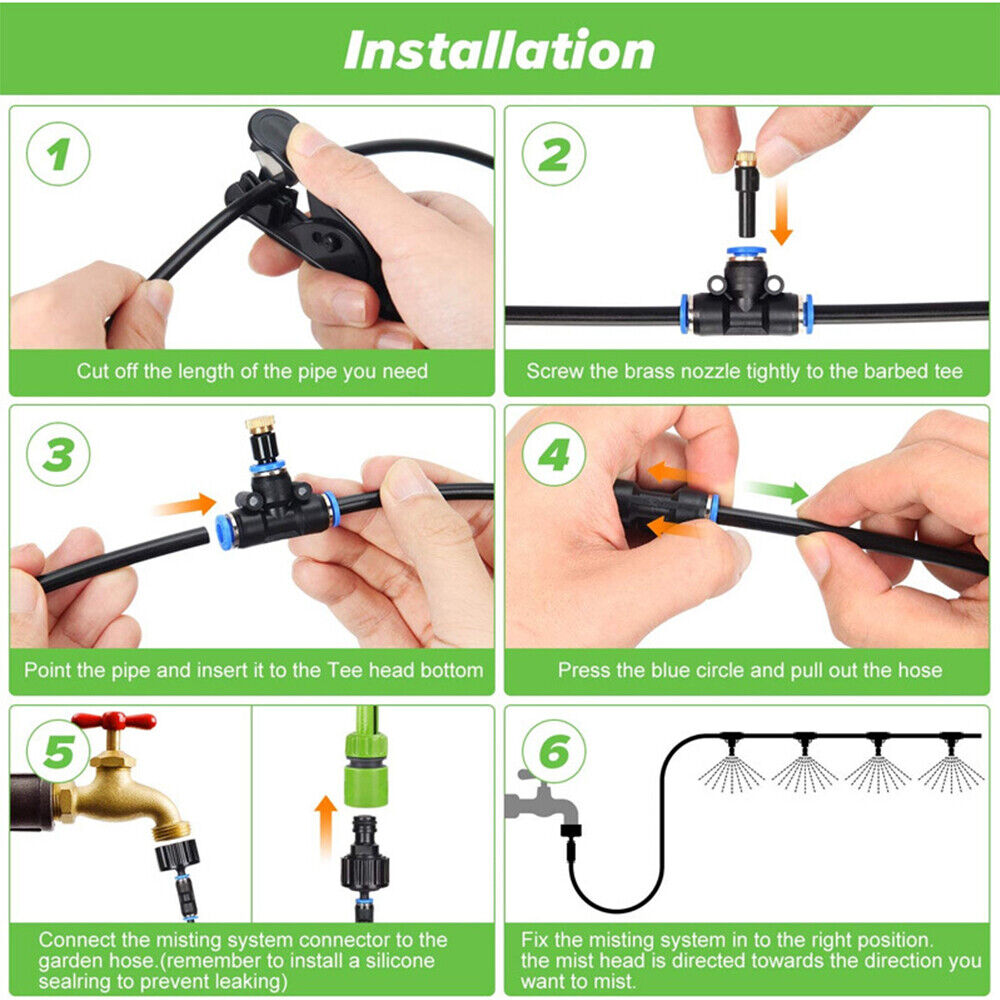 Paddsun 30/50Ft Outdoor Patio Water Mister Mist Nozzle Misting Cooling System Fan Cooler