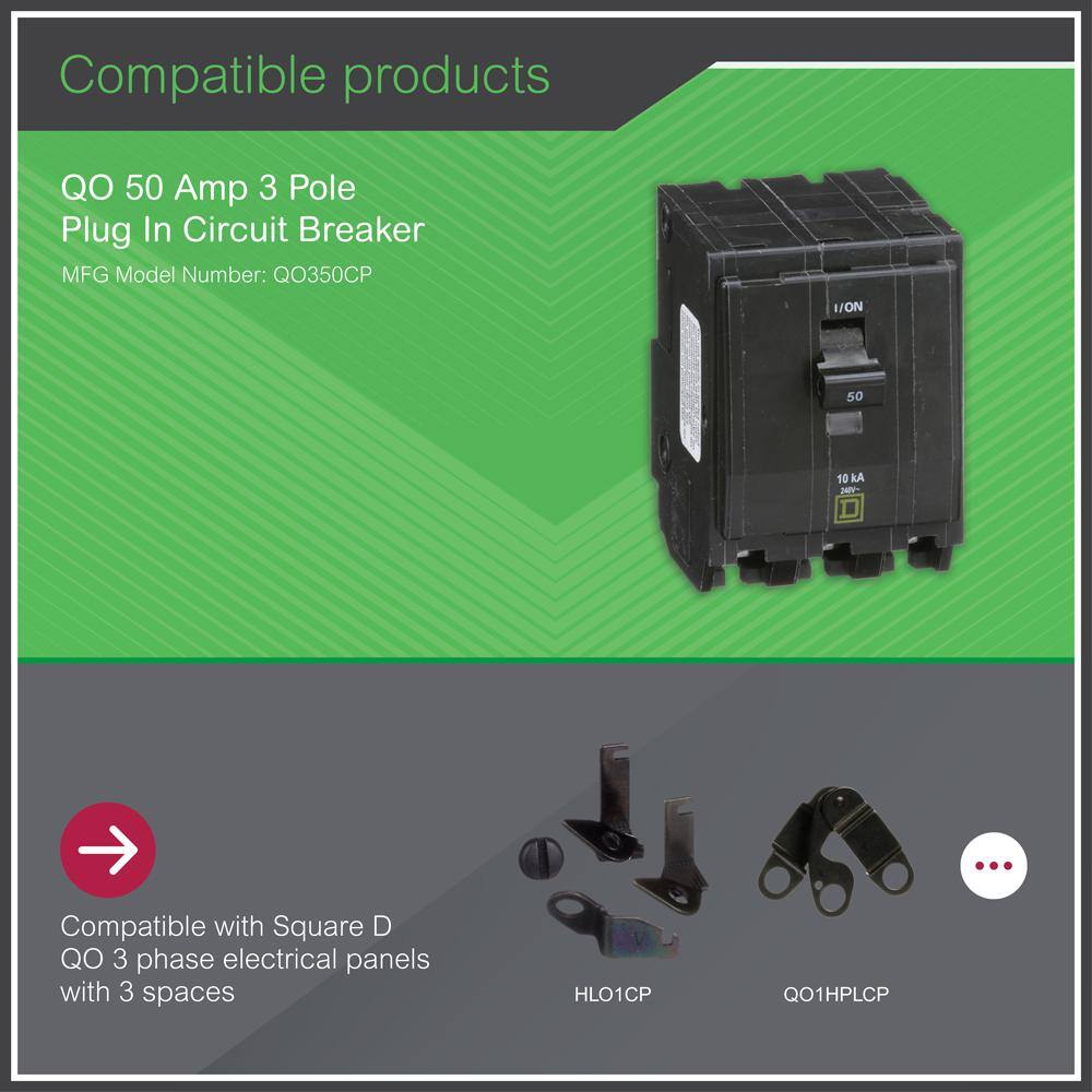 Square D QO 50 Amp 3-Pole Plug-In Circuit Breaker QO350CP