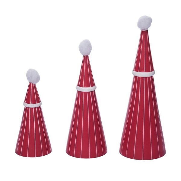 Transpac Wood 9.65 in. Multicolor Christmas Cone Santa Set of 3