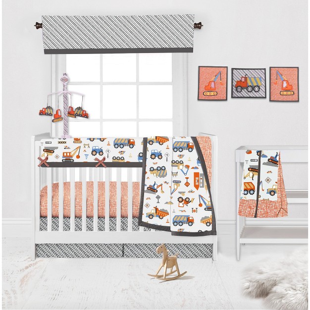 Bacati Gray Tracks Boys Cotton Window Valance