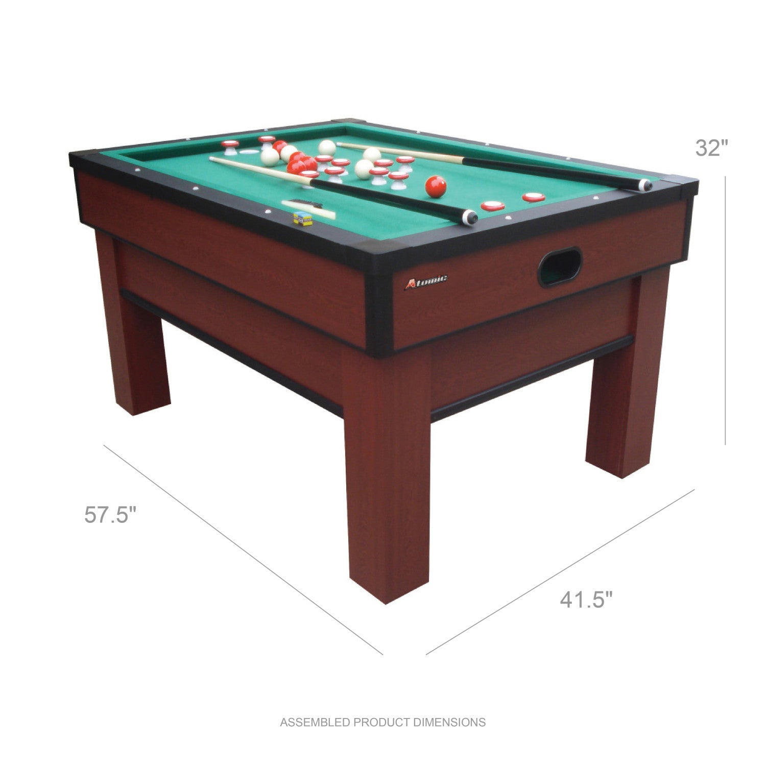 Atomic Classic Bumper Pool Table with Internal Ball Return System and Warp-Resistant MDF Play Field