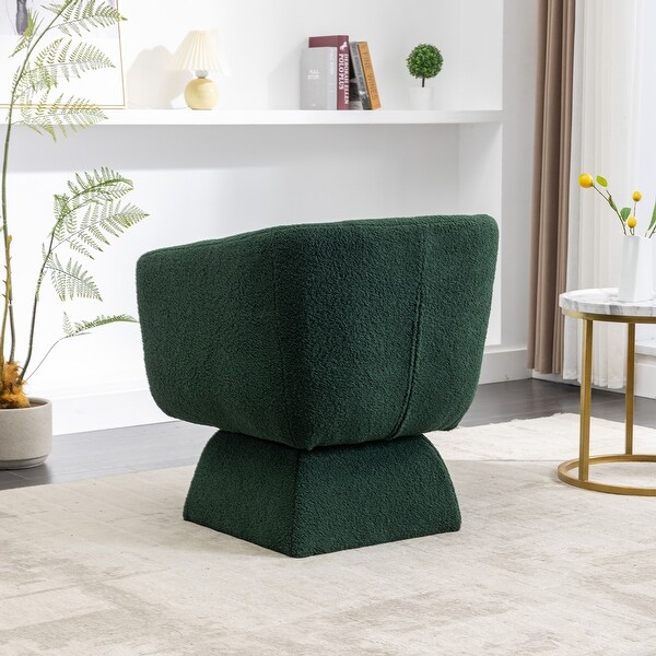 Swivel Accent Chair Comfy Teddy Fabric Padded Seat 360 Degree Club Chair， Leisure Chair with Special Base Design for Living Room