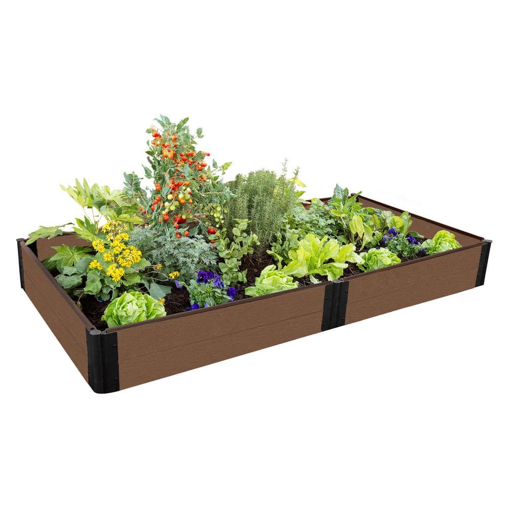 Frame It All One Inch Series 4 ft. x 8 ft. x 11 in. Uptown Brown Composite Raised Garden Bed 300001422