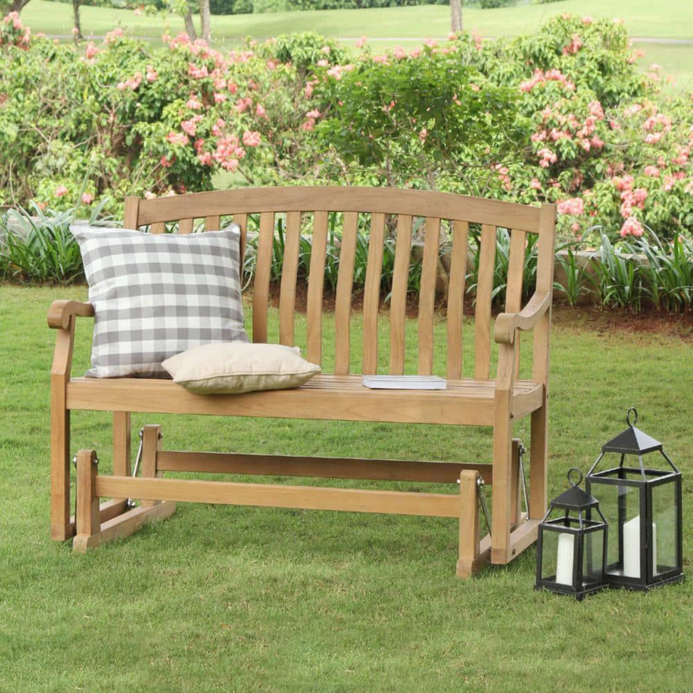 Cambridge Casual Colton Natural Teak Wood Outdoor Glider Bench