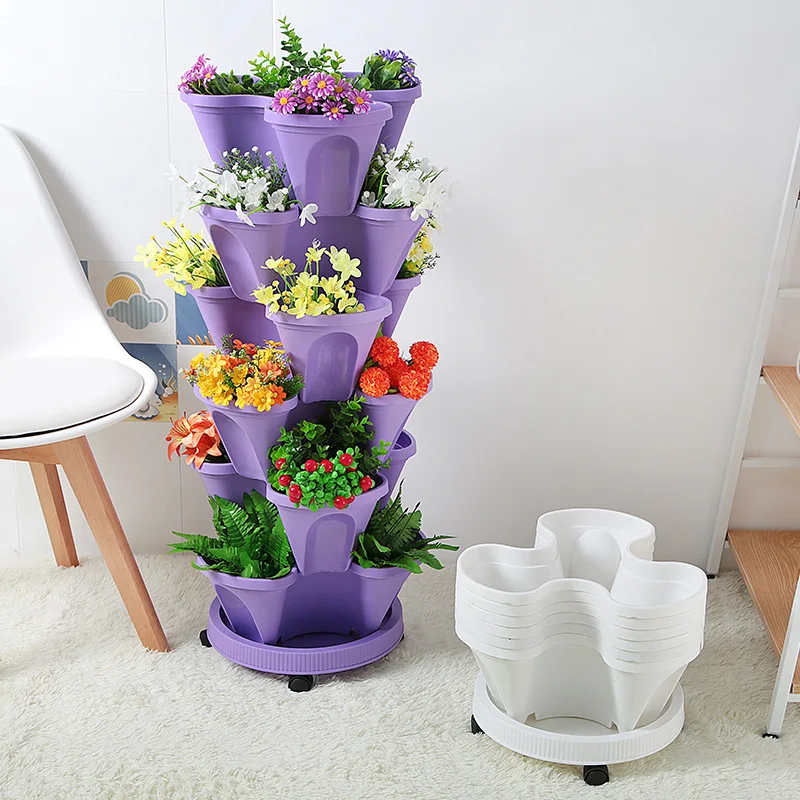 Modern Home Vertical Garden Green Vertical Hydroponic PP Flower Pot Plastic Vertical Planter