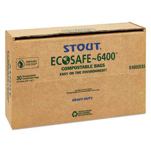 Stout EcoSafe-6400 Bags | 64 gal， 0.85 mil， 48