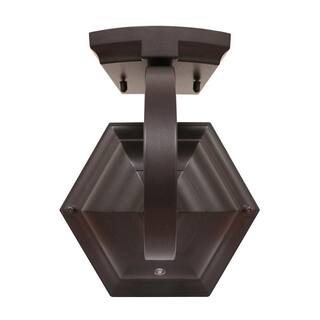 Home Decorators Collection Bronze Integrated LED Outdoor Wall Lantern Sconce with Flickering BulbClear Glass with Motion Sensor and Photocell FL-380HD
