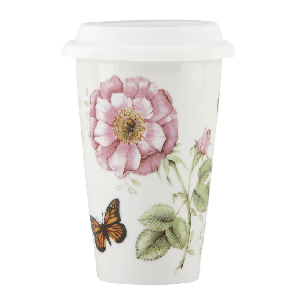 Lenox Butterfly Meadow 10 oz. Porcelain Mult-Color Travel Mug 837583