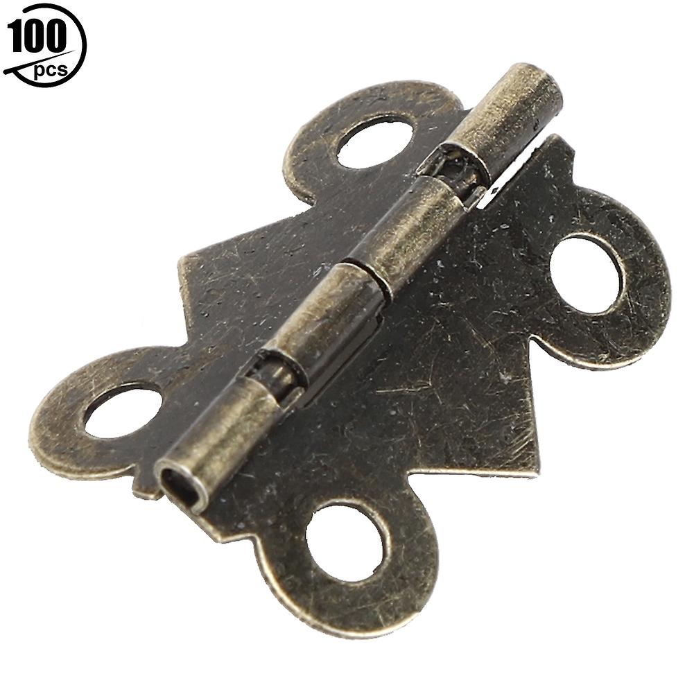 100pcs Retro Jewelry Box Hinge Metal Cabinet Lock Decorative Hasp Hardware Fittingss Bronze 90 Degrees