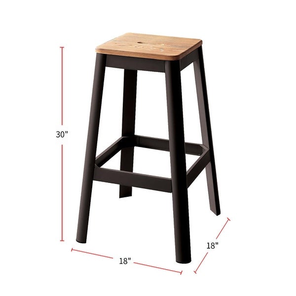 Wood Seat Backless Barstool