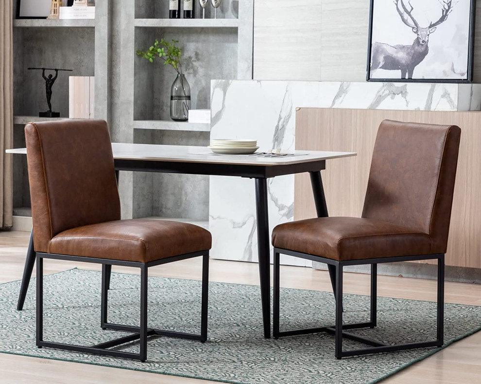 Modern Leather Dining Room Chairs Upholstered  Set of 4   Industrial   Dining Chairs   by Imtinanz  LLC  Houzz