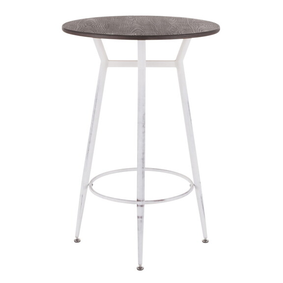 Clara Industrial Round Bar Table in Vintage White ...