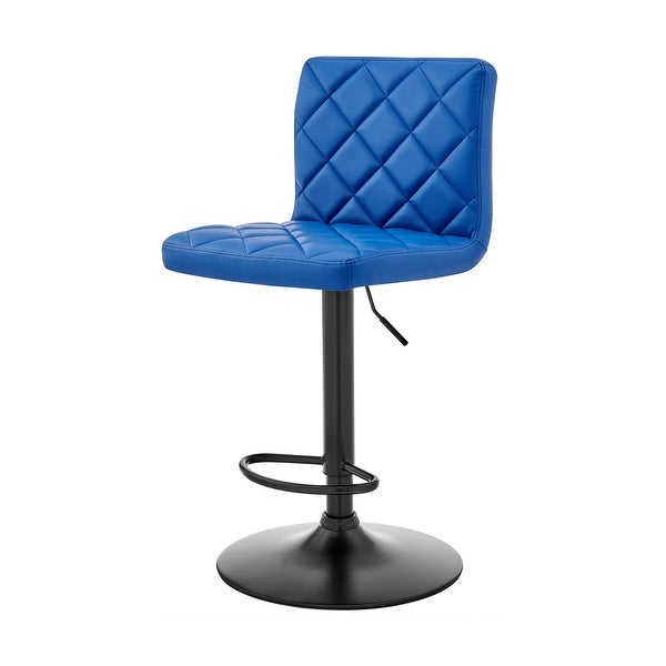 Blue Faux Leather Swivel Adjustable Bar Stool - 46