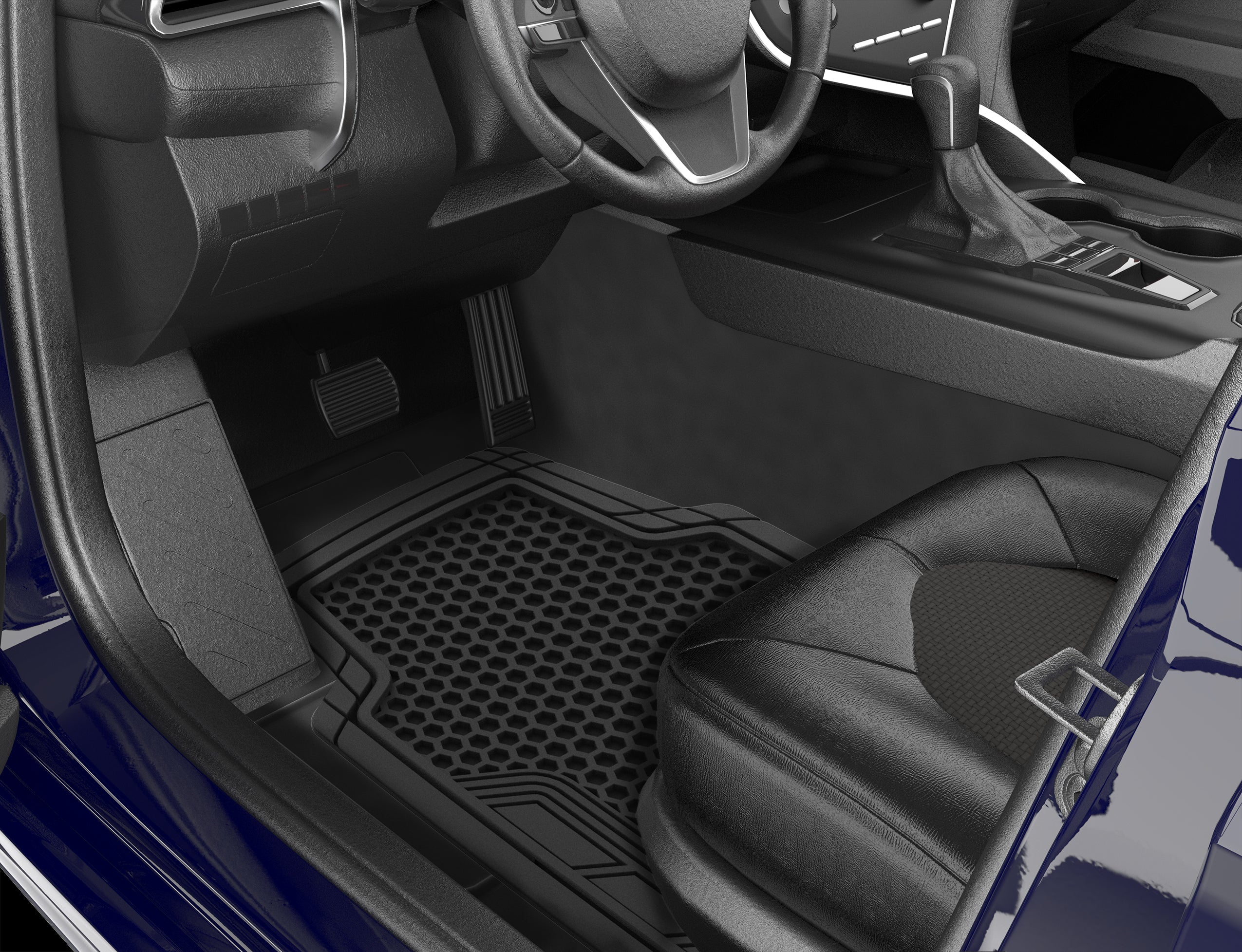 Hot Wheels Premium Honeycomb Design 2pc Rubber Floor Mat Set. Ideal for Cars， Trucks and SUV's.